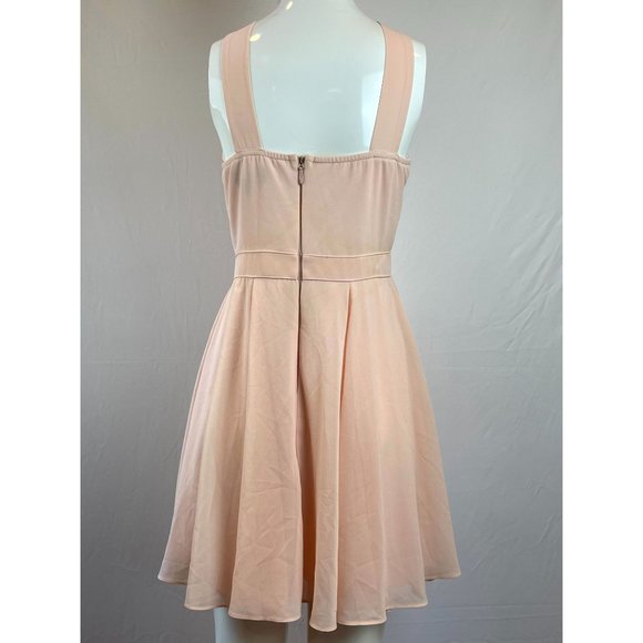 Lulus Womens Taupe Skater Dress Back Zip #D15376S Peach Size Medium - Picture 2 of 8